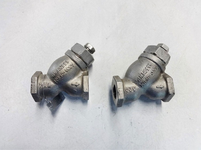 LOT OF (2) TITAN FCI 1/2" NPT Y-STRAINER VALVES, A351-CF8M MATERIAL, #YS81