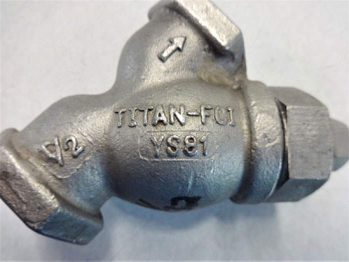 LOT OF (2) TITAN FCI 1/2" NPT Y-STRAINER VALVES, A351-CF8M MATERIAL, #YS81