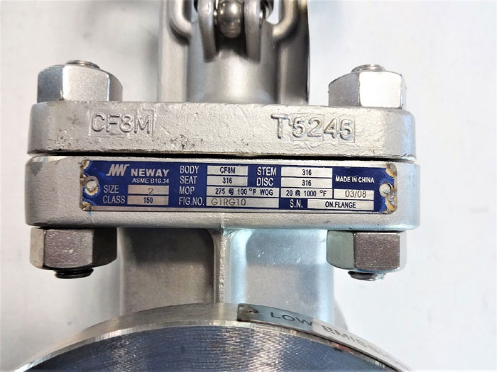 NEWAY 2" 150# CF8M GATE VALVE, FIG# G1RG10