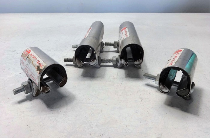 H-V MFG. JIFFY PIPE REPAIR CLAMPS 1-1/2" X 6", 1" X 6" & 1" X 3" - LOT OF (8)