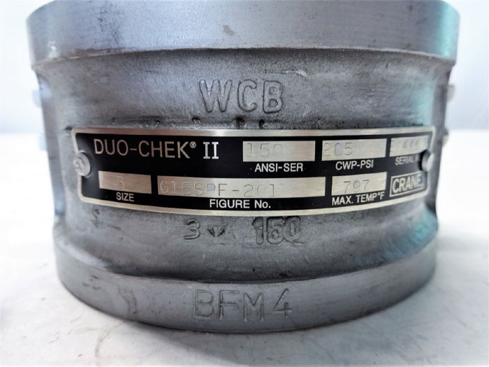 CRANE DUO-CHEK II 3" 150# DOUBLE DISC CHECK VALVE, FIG# G15SPF-201