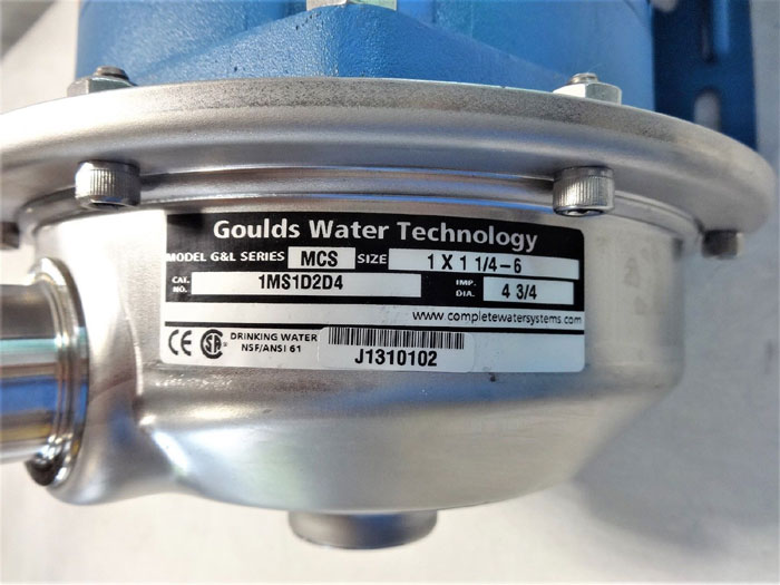 GOULDS 1MS1D2D4 CENTRIFUGAL PUMP, G & L SERIES MCS, SIZE 1 X 1-1/4 - 6