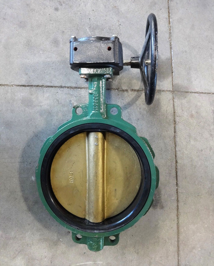 CENTER LINE 12" GEAR OPERATED BUTTERFLY VALVE, DUCTILE IRON BODY, ALUM BRZ DISC