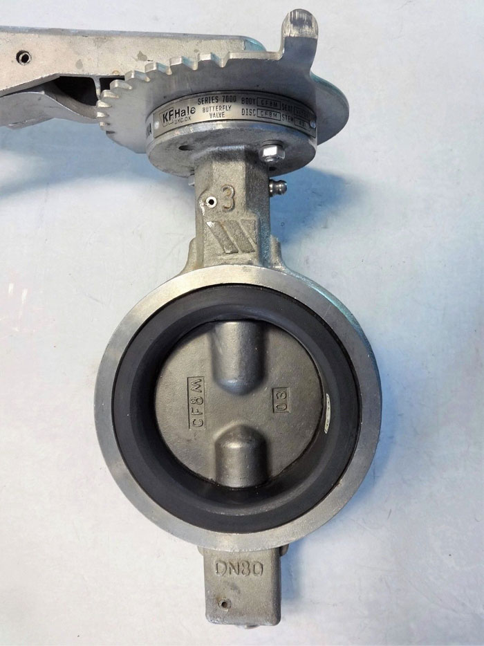 KF HALE 3" SERIES 7000 BUTTERFLY VALVE, CF8M BODY/DISC, VITON SEAT