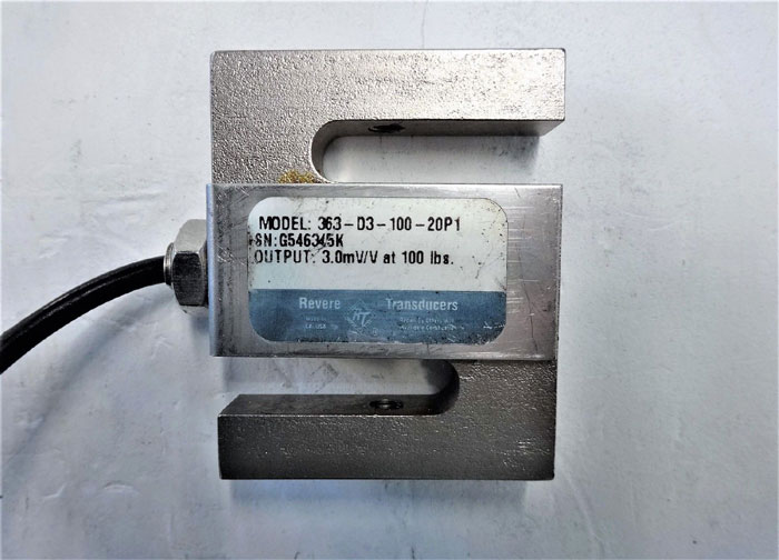 REVERE TRANSDUCER LOAD CELL, 3.0mV/V AT 100 LBS, MODEL 363-D3-100-20P1