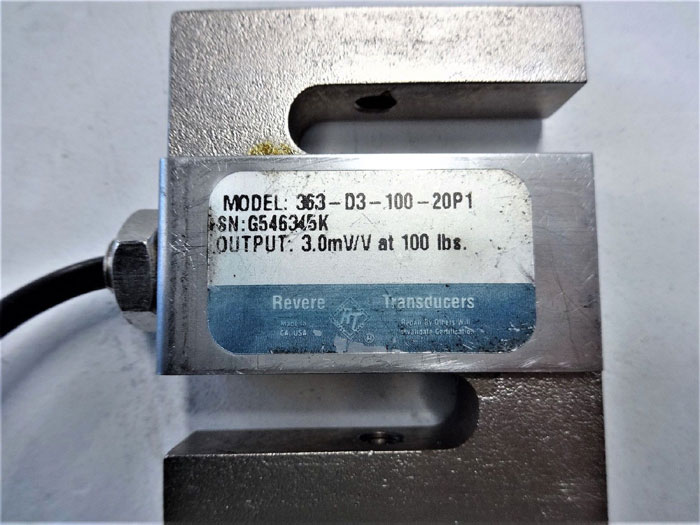 REVERE TRANSDUCER LOAD CELL, 3.0mV/V AT 100 LBS, MODEL 363-D3-100-20P1