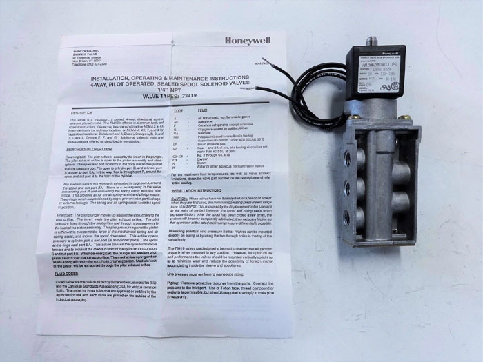 HONEYWELL SKINNER 4-WAY 1/4" NPT SOLENOID VALVE 73419AN2NN00N0L111P3