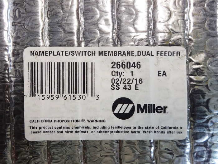 MILLER 266046 NAMEPLATE SWITCH MEMBRANE DUAL FEEDER *SEALED*