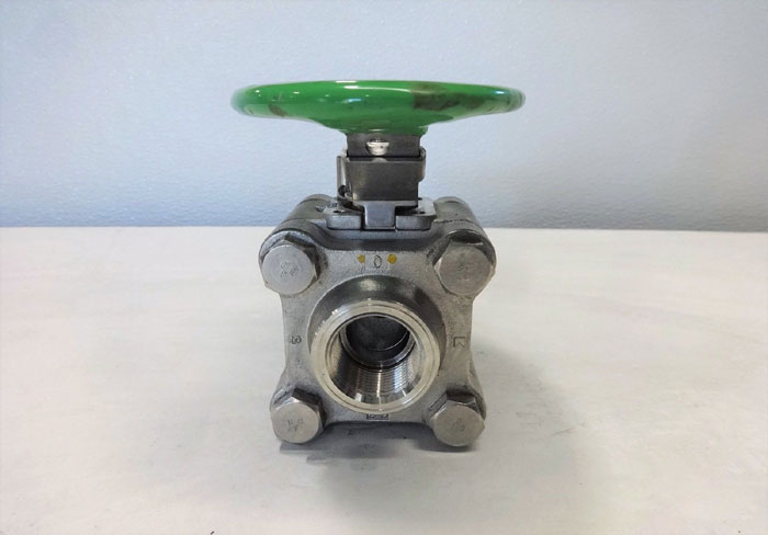 KITZ 1" NPT 3-PIECE BALL VALVE, CF8M, 1500 WOG, OVAL HANDLE, FIG# AKU3TFZM-FSO