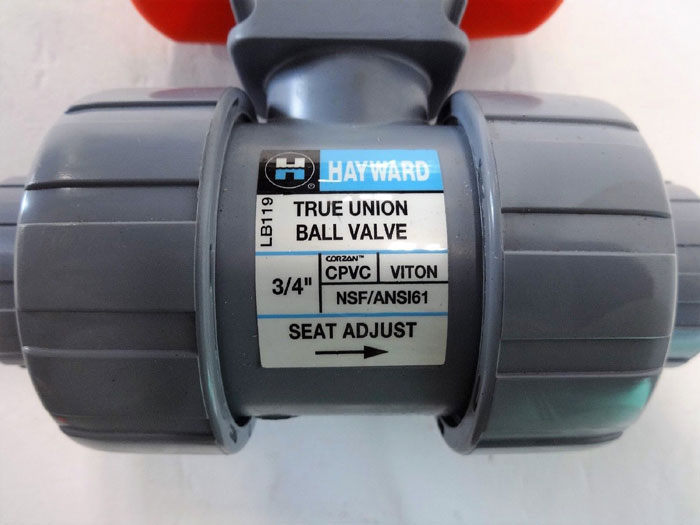 Hayward TB2075ST CPVC True Union Ball Valve 3/4", Socket/Thrd Viton, Lot of 2