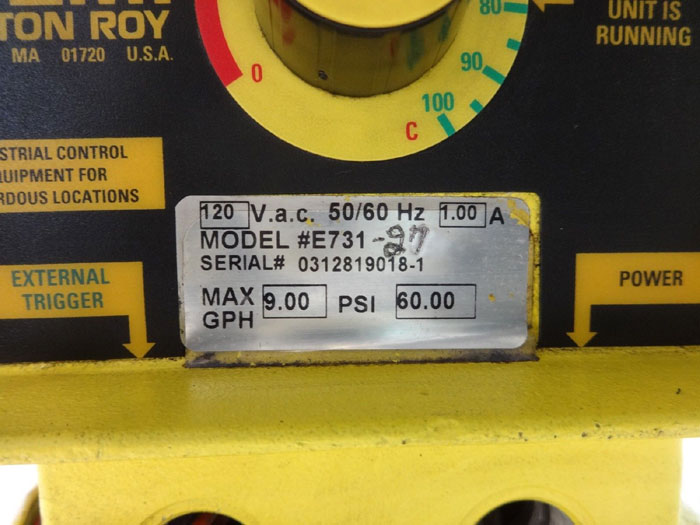 LMI Milton Roy E731-27 Metering Pump, 9.00 GPH, 60 PSI, Explosion Proof Series