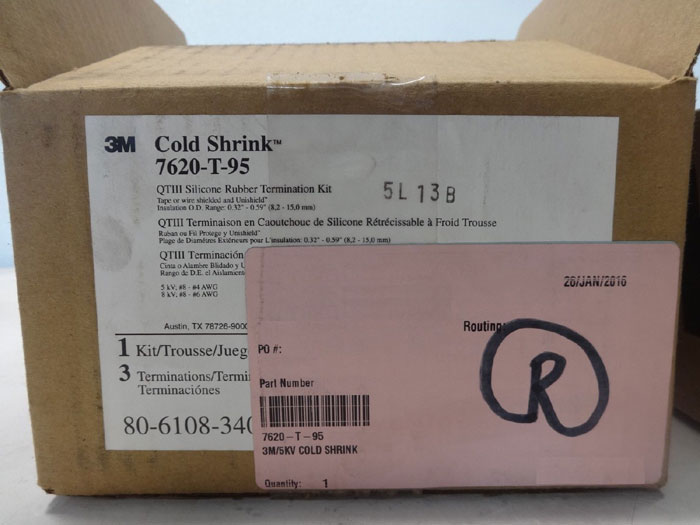 3M Cold Shrink 7620-T-95 QT-III Silicone Rubber Termination Kit