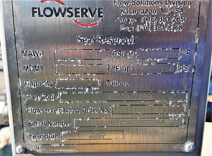 Flowserve Durco Centrifugal Pump, MK3 STD, Size 1K1.5X1-82 OP/7.56, Stainless