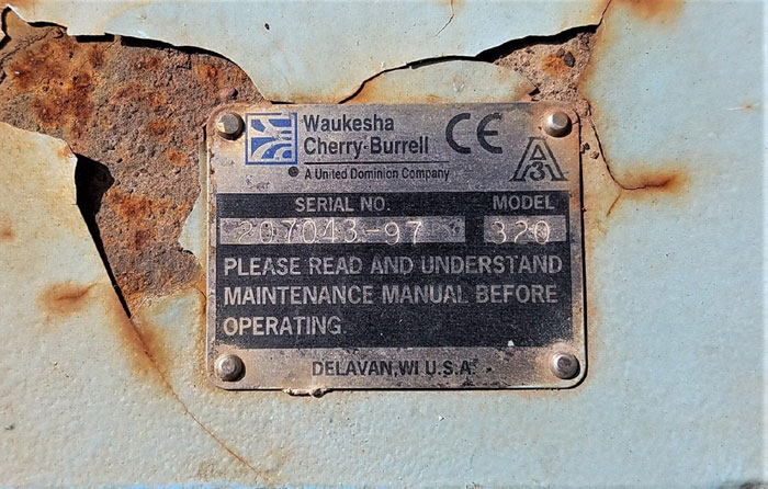 Waukesha 6" Rotary Positive Displacement Pump, Model 320, Stainless (47384102)