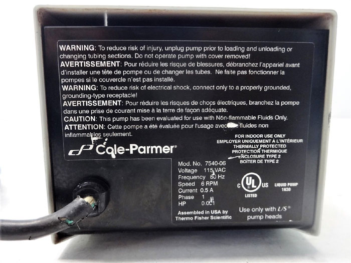 Cole Parmer 7540-06 Masterflex Easy-Load II L/S Peristaltic Pump 77200-60