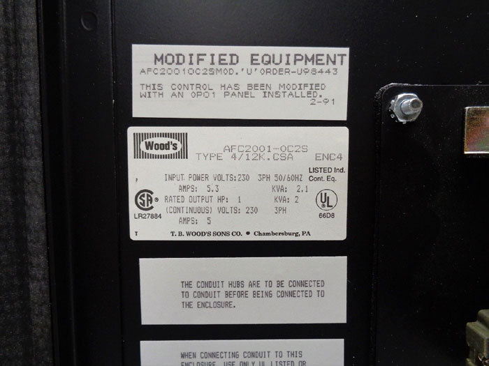 Woods E-TRAC AC Inverter AFC2001-0C2S, Type 4/12K.CSA