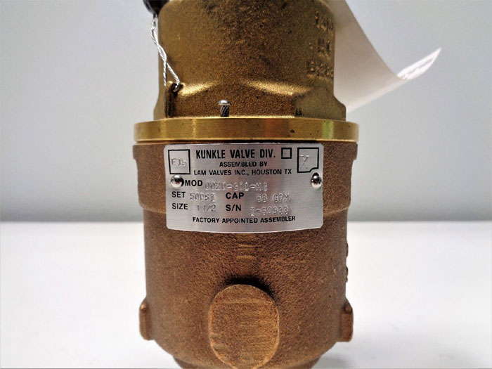 Kunkle 1-1/2" NPT Safety Relief Valve, Brass, 0020-G01-MG