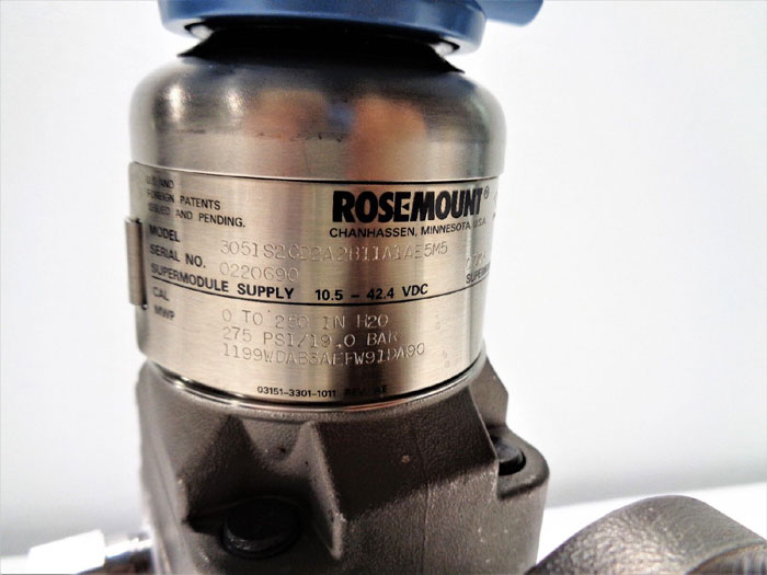 Rosemount Pressure Transmitter, 4" 150# Flange & Tube Body 3051S2CD2A2B11A1AE5M5