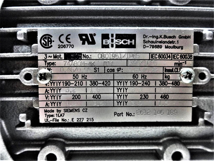 Busch Vacuum Pump RC 0016 B 503