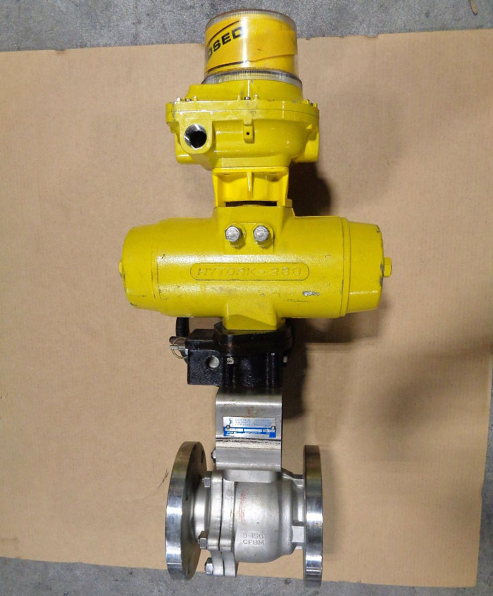 Flow-Tek 3" 150# CF8M 2-Pc Full Port Ball Valve w/ Hytork 280 Actuator