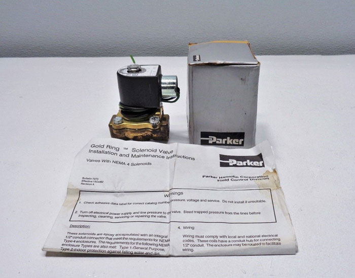 Parker 1/2" 2-Way Brass Solenoid Valve 08F23C2140ACF4C05