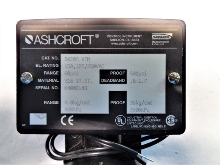 Ashcroft 60 PSI Pressure Switch B420S XFM