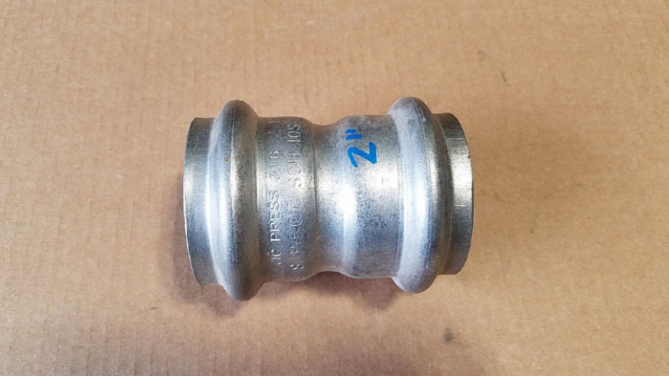 Victaulic Vic-Press 2" Coupling w/ Pipe Stop, 316 Stainless Steel, Sch10S, #P507