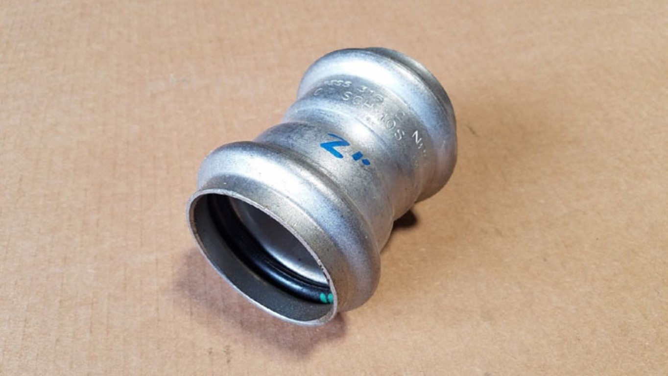 Victaulic Vic-Press 2" Coupling w/ Pipe Stop, 316 Stainless Steel, Sch10S, #P507