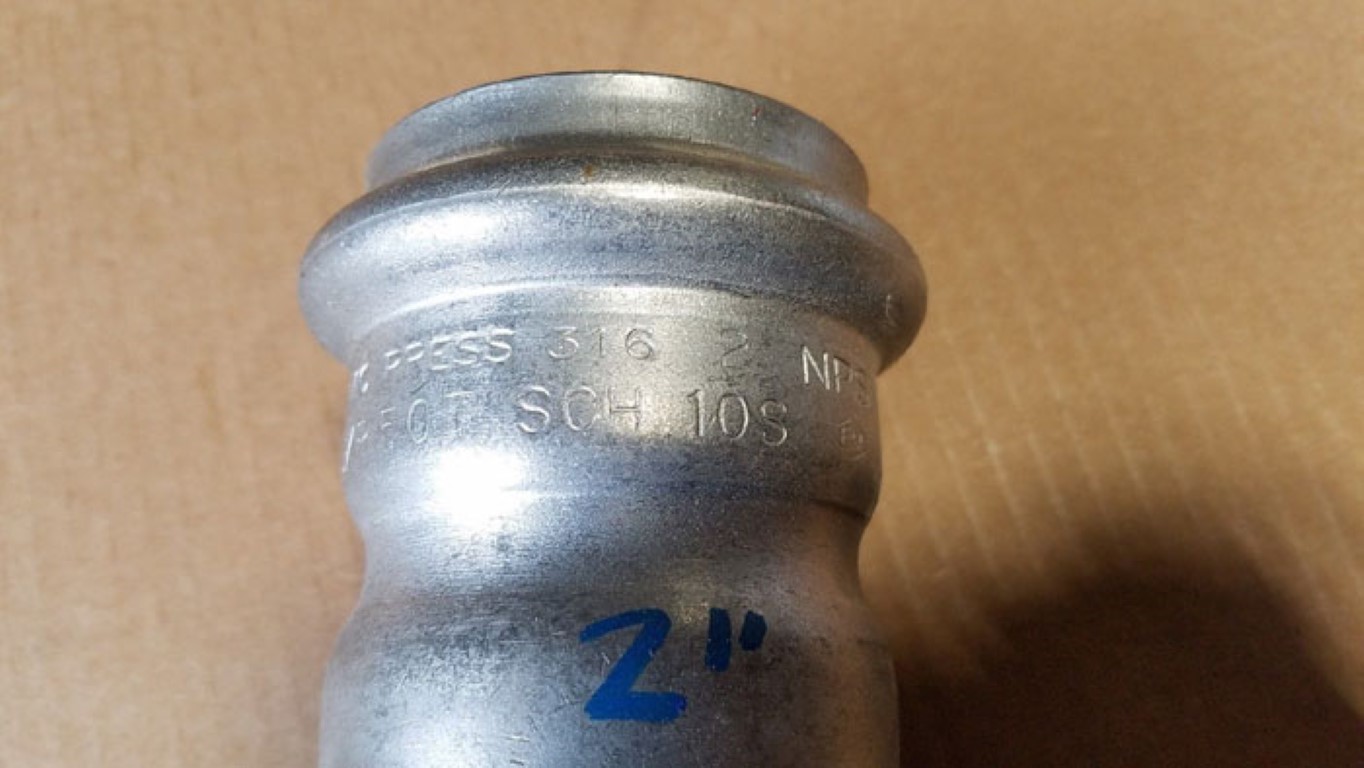 Victaulic Vic-Press 2" Coupling w/ Pipe Stop, 316 Stainless Steel, Sch10S, #P507