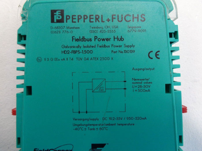 Pepperl Fuchs Fieldbus Power Hub HD2-FBPS-1.500, Part# 130139