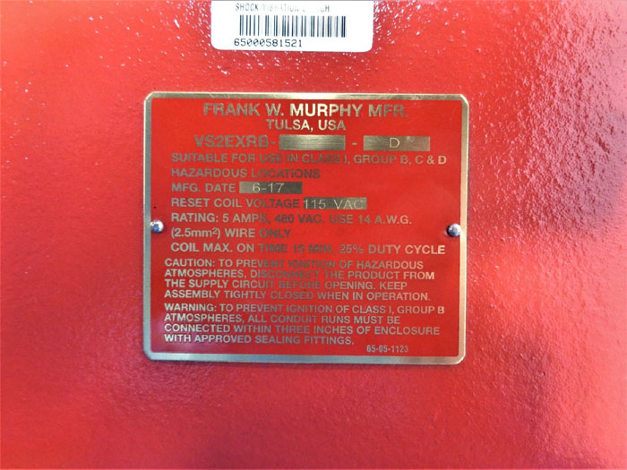 Murphy Shock Vibration Control Switch VS2EXRB15D