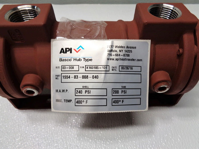 API Basco Hub Type Shell and Tube Heat Exchanger, Size 03-008, 1554-03-008-040
