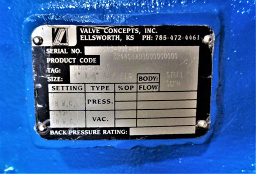 Valve Concepts 4" x 4" Vacuum Relief Vent Valve 3244CBA00000000000