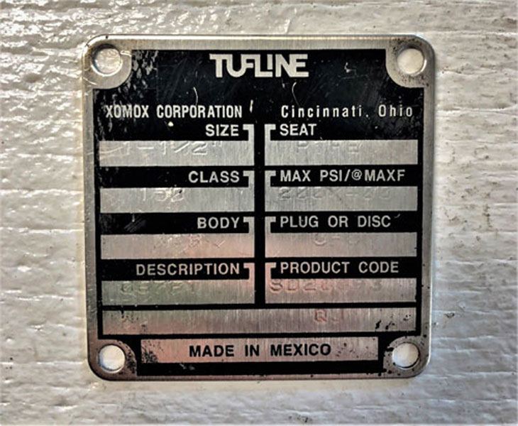 Tufline 1-1/2" 150# WCB 2-Way Plug Valve
