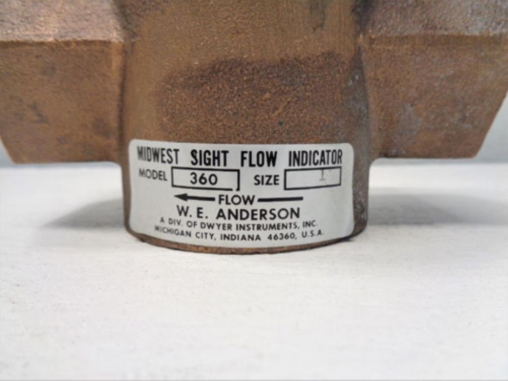 W.E. Anderson Midwest 1" NPT Bronze Sight Flow Indicator, Model 360