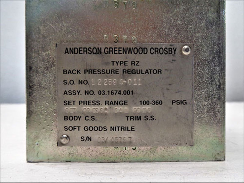 Anderson Greenwood 1/2" Type RZ Back Pressure Regulator