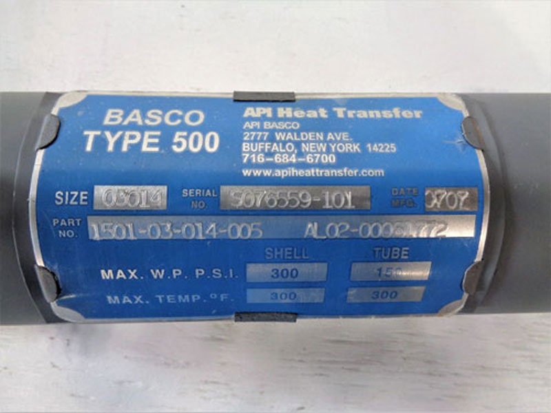 API BASCO 500 Shell and Tube Heat Exchanger 1501-03-014-005
