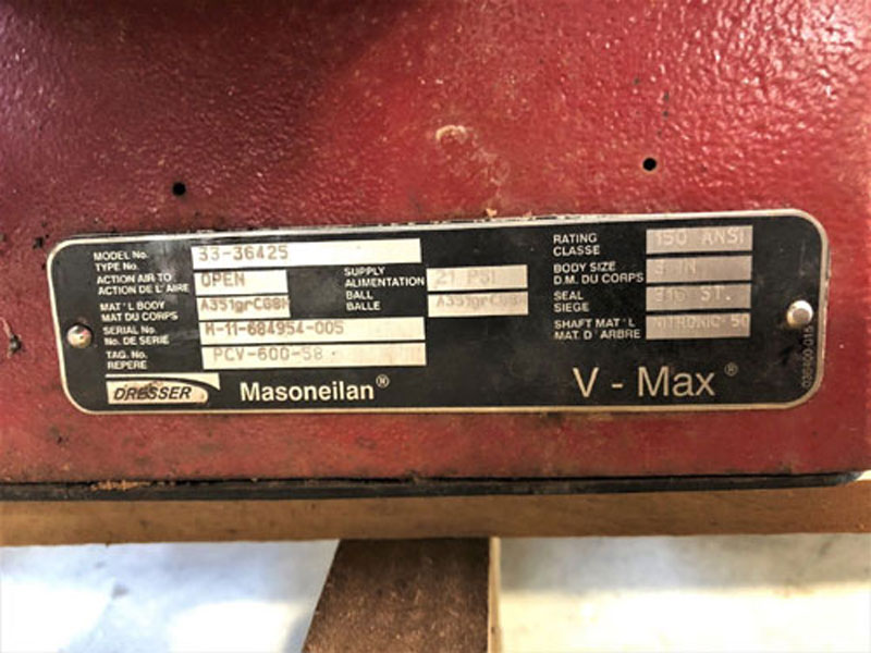 Dresser Masoneilan V-Max 3" 150# SS Control Valve, #33-36425, PCV-600-58